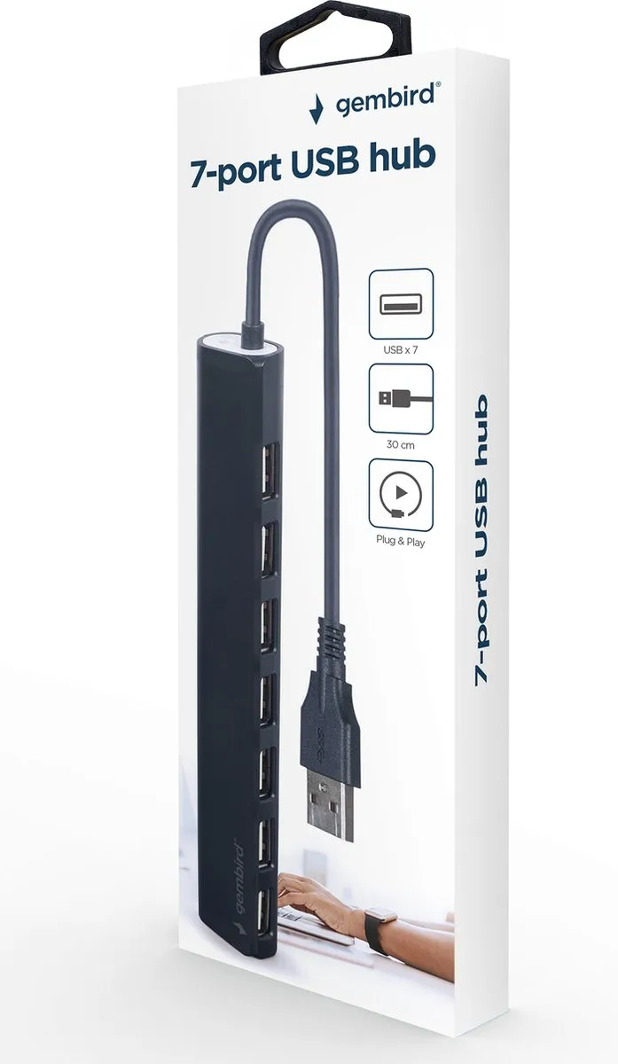 Gembird UHB-U2P7-04 USB Hub - 7 Poorten Zwart - afbeelding 5 van 6