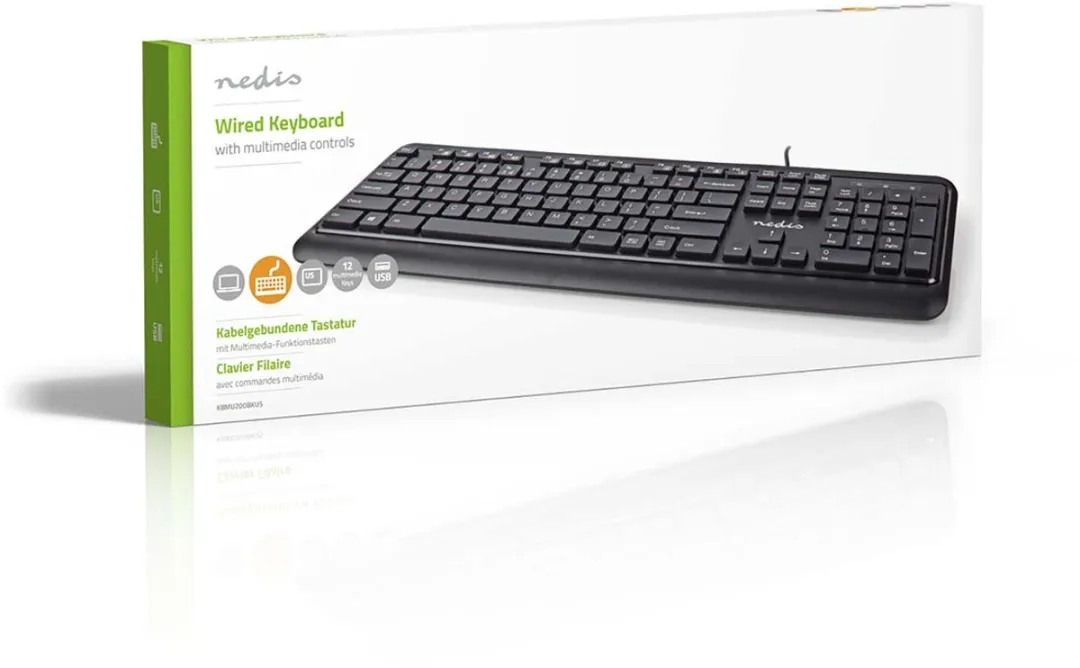 Nedis KBMU200BKUS Bedraad Toetsenbord - Zwart