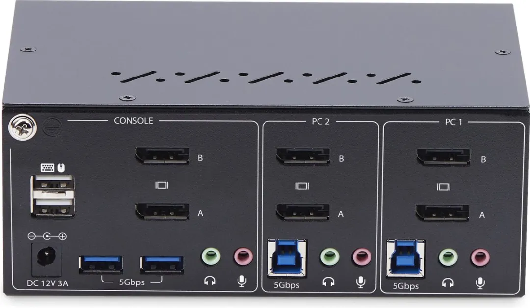 Startech P2DD46A2-KVM-SWITCH KVM Switch 2x DisplayPort - 4K 60Hz - USB 5Gbps/2.0 - Zwart - afbeelding 6 van 6