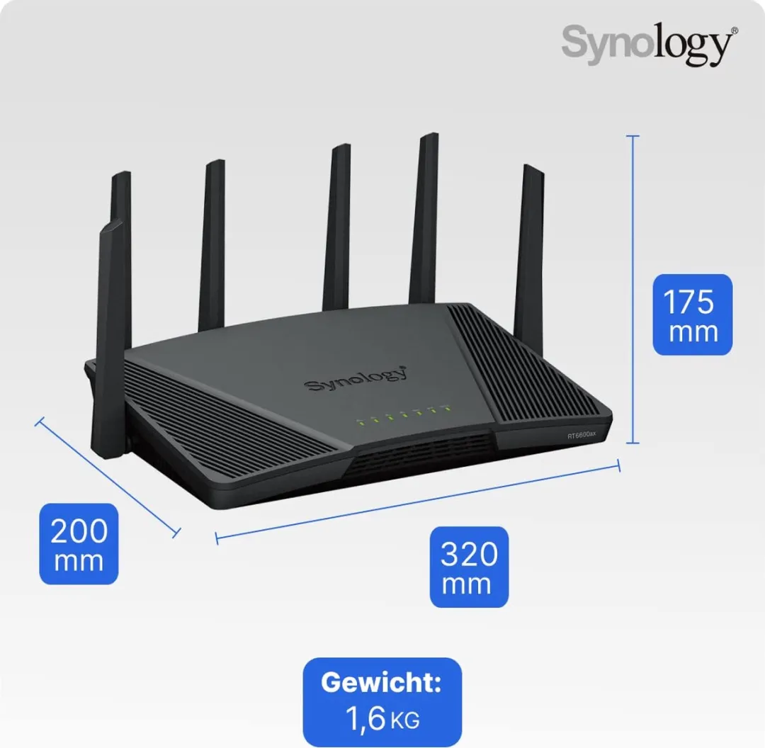 Synology RT6600AX Router - 1x WAN - Zwart