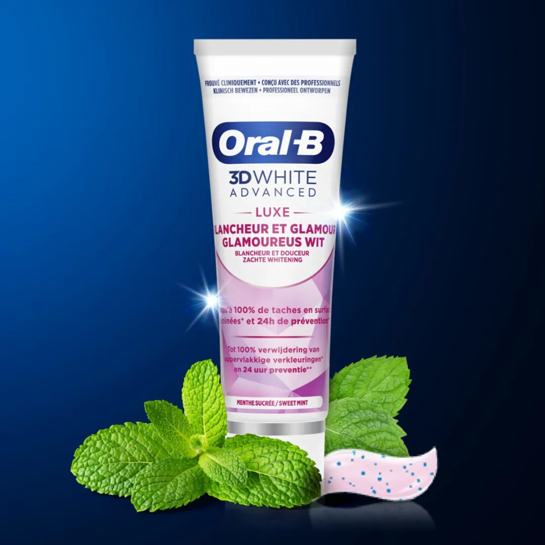 Oral-B - 3D White Advanced – Tandpasta – Luxe – Glamorous White – 75 ml - Voordeelverpakking - 2 stuks
