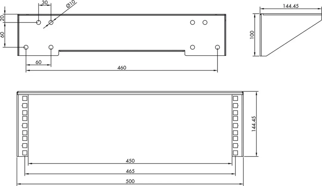Value 19" Wandbeugel 3HE - Zwart - afbeelding 2 van 6