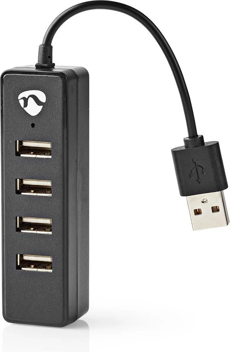 Nedis UHUBU2420BK USB-Hub 4 Poorten - USB 2.0 - Zwart