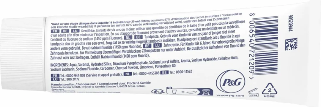Oral-B 3D White Houtskool Tandpasta - 12x75ml