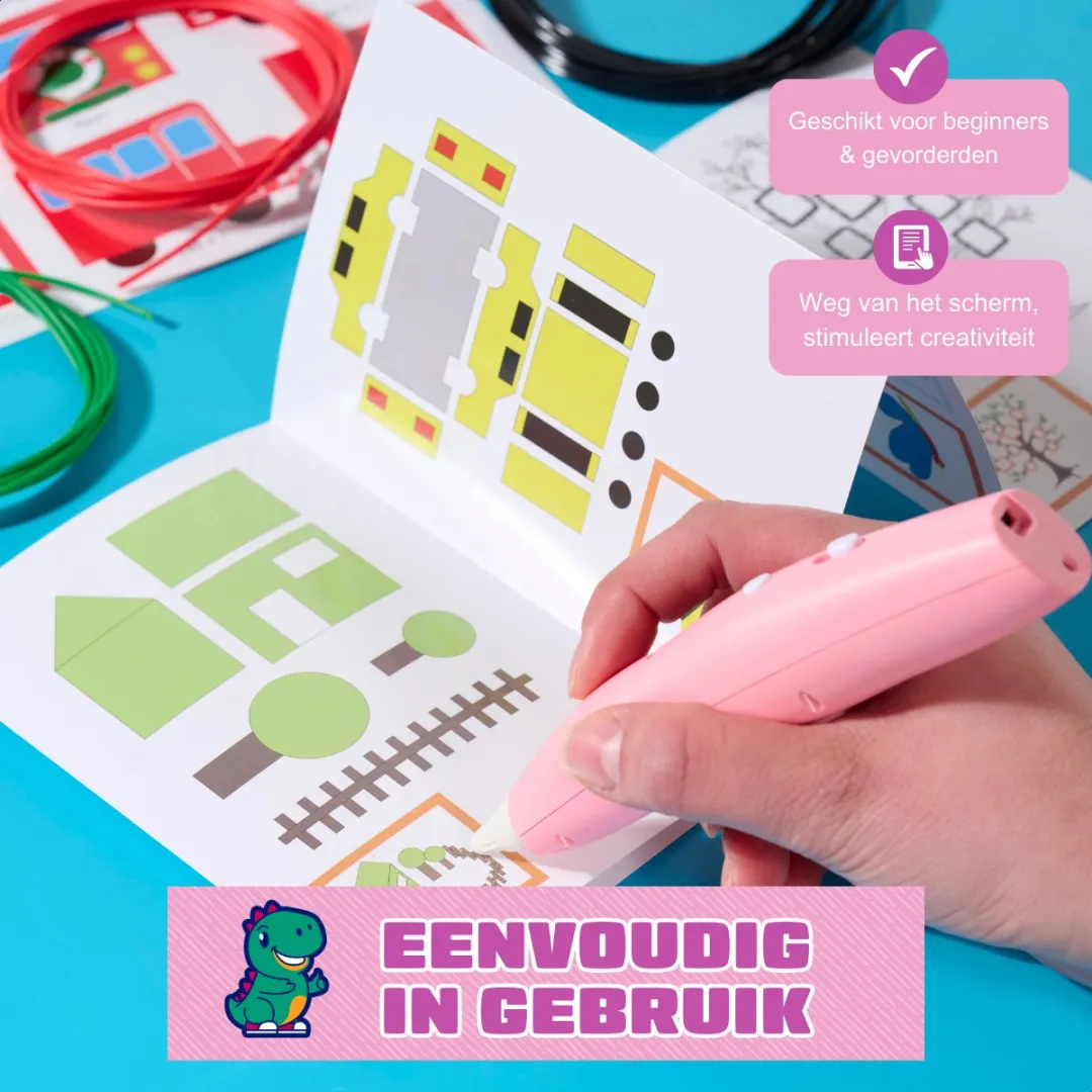 Fits4Kids 3D Pen Race Kit Draadloos Roze - PCL Filament