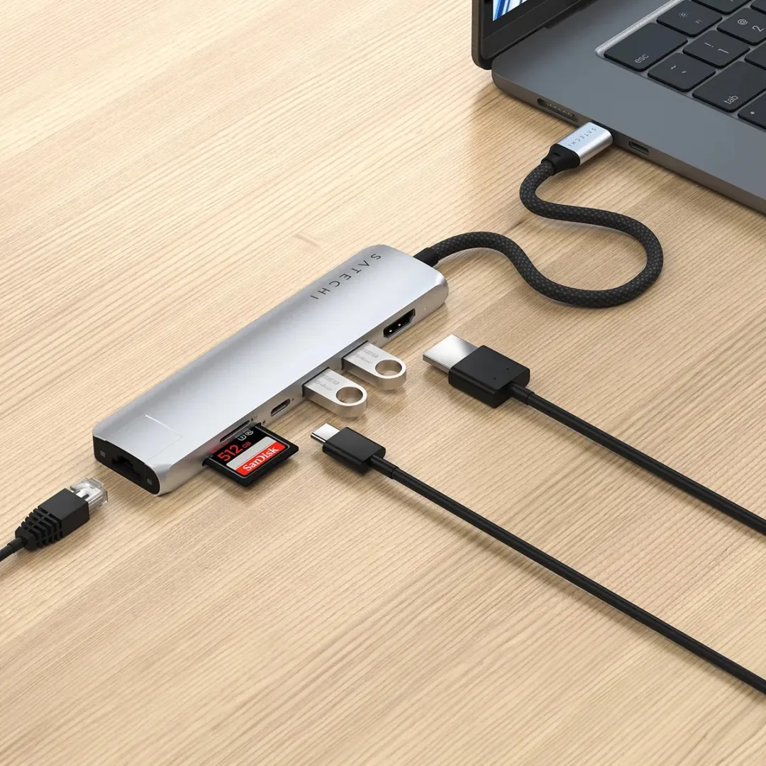 Satechi ST-P7SK USB-C 7-in-1 Adapter - Grijs