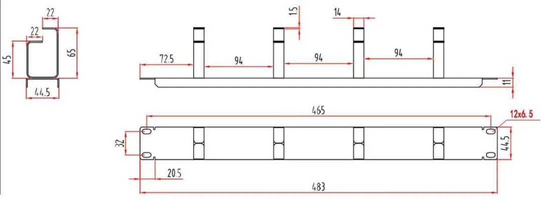 Renkforce RF-3429148 Kabelgeleiding 19" 1 HE - Zwart