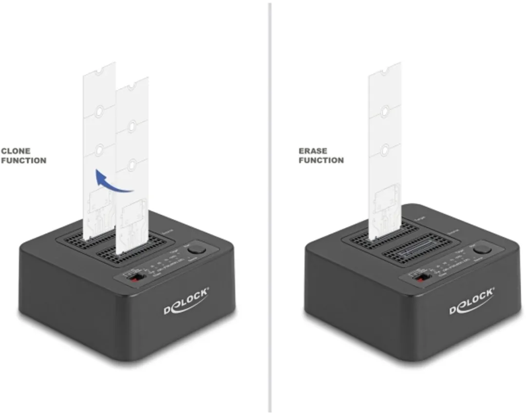 Delock 64300 USB 20Gbps M.2 Docking Station - 2x NVMe PCIe - Zwart