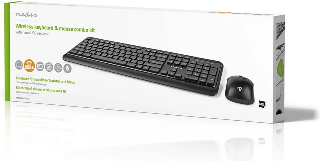 Nedis KBMCW100BKUS Draadloze Muis & Toetsenbordset - Zwart - afbeelding 6 van 6
