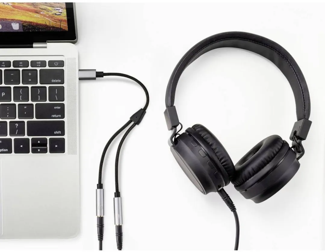 Renkforce USB-C Audio Adapterkabel RF-6627280 - 20cm - Aluminiumgrijs