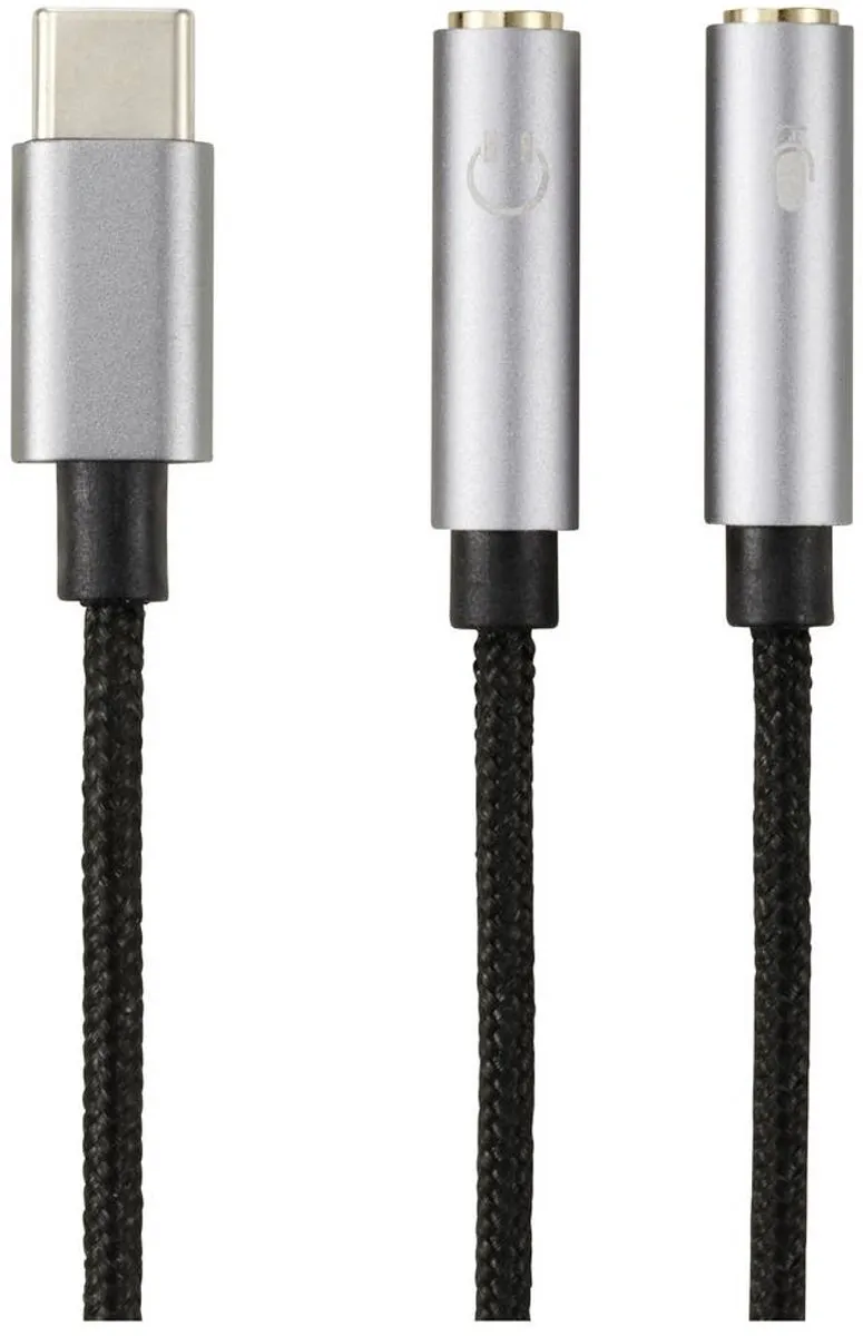 Renkforce USB-C Audio Adapterkabel RF-6627280 - 20cm - Aluminiumgrijs