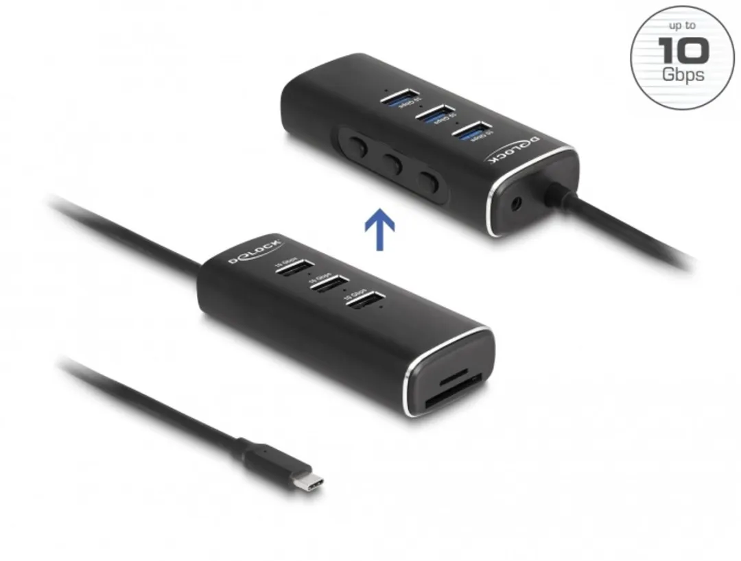 Delock 64234 USB 3.2 Hub Type-C - 6 Poorten - Zwart - afbeelding 6 van 6