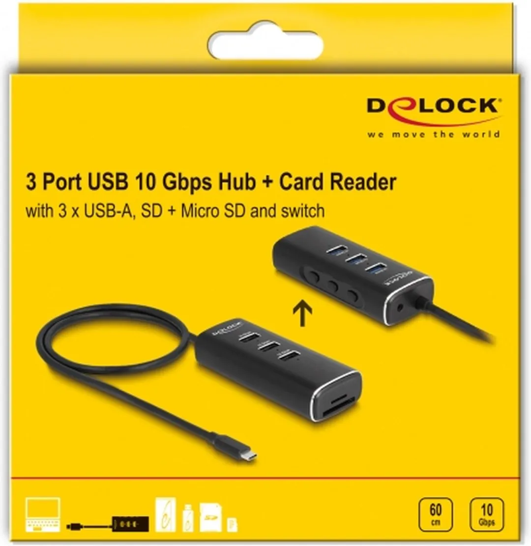 Delock 64234 USB 3.2 Hub Type-C - 6 Poorten - Zwart