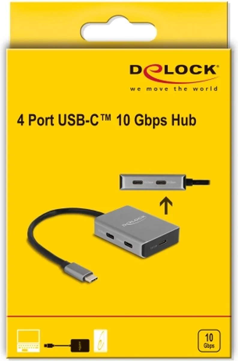 Delock 64249 USB-C Hub 5 Poorten - 10 Gbit/s - Zwart/Grijs