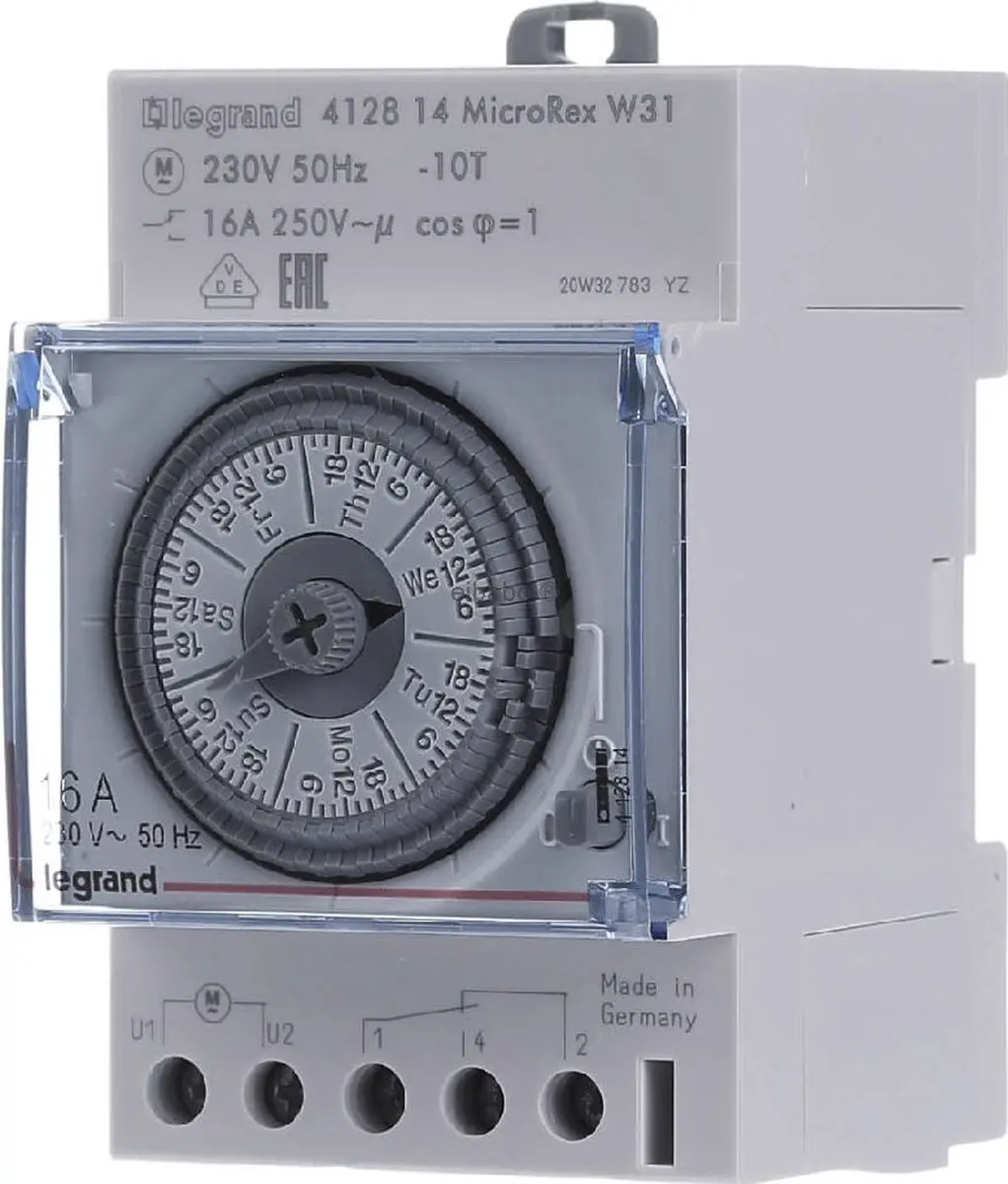 Legrand MicroRex Analoge schakelklok vr paneelbouw - afbeelding 2 van 2