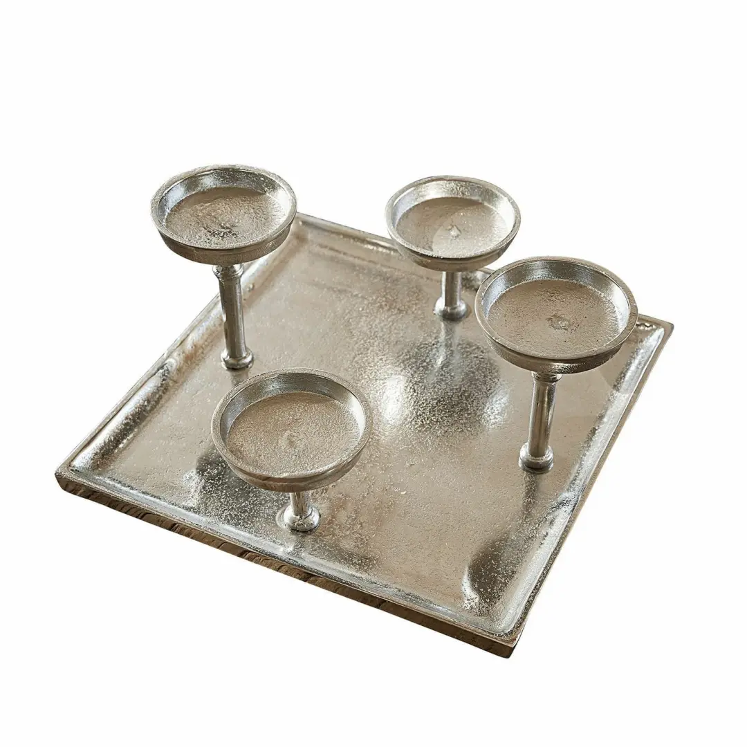 Loberon Carsic Kaarsenplateau - Zilverkleurig - afbeelding 3 van 5