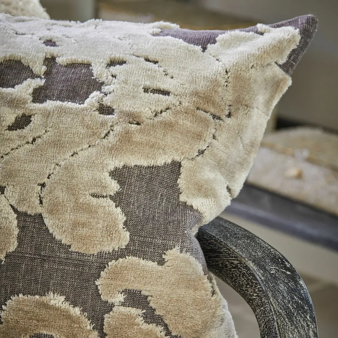 Loberon Plaisancière Kussenhoes - Donkergrijs/Beige - afbeelding 5 van 6