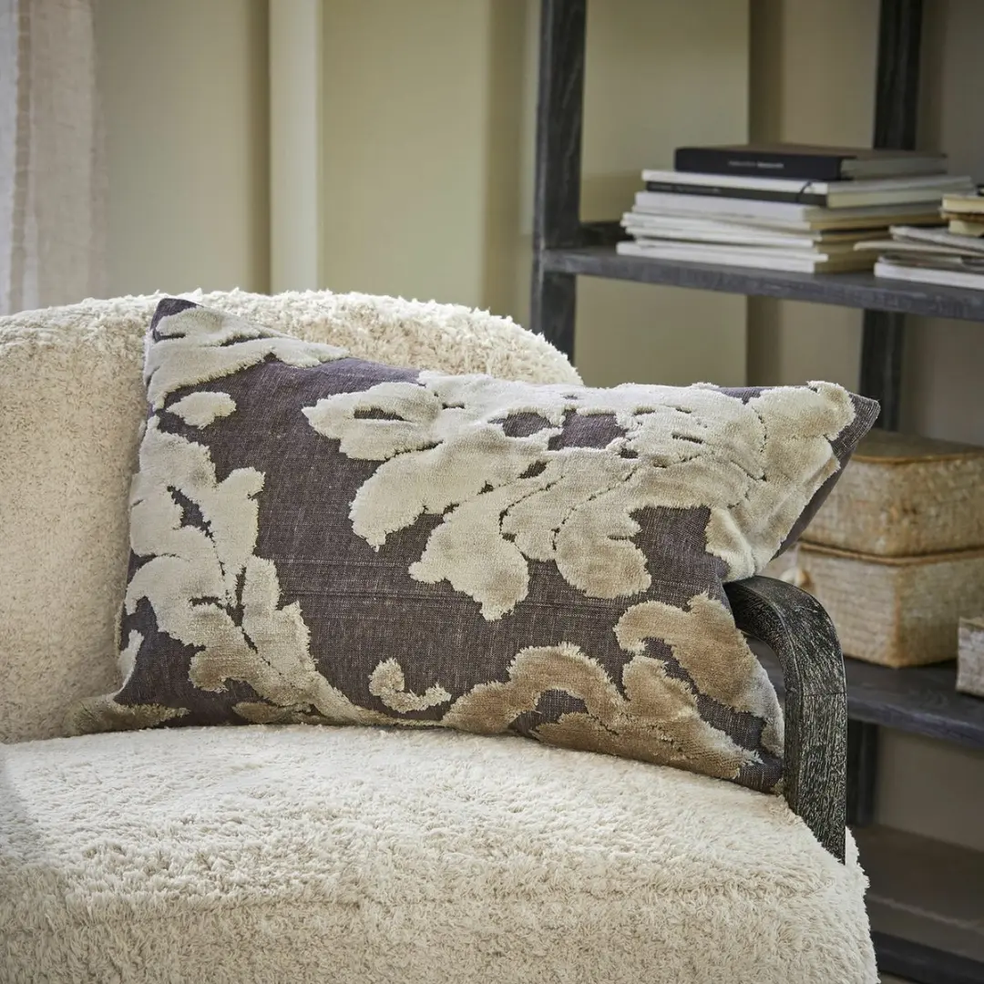 Loberon Plaisancière Kussenhoes - Donkergrijs/Beige - afbeelding 6 van 6
