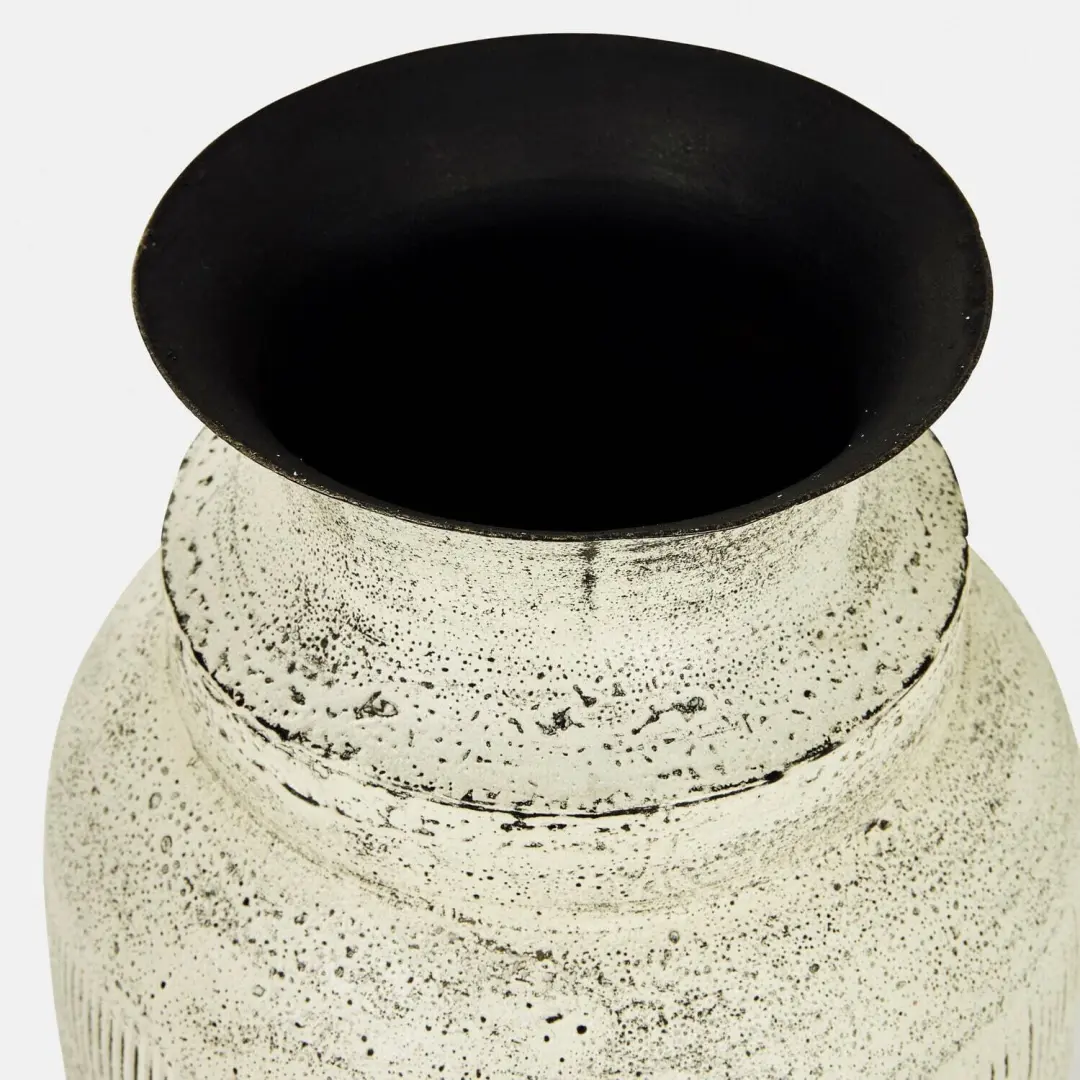 Loberon Elvros Decoratieve Vaas - 21cm - Antiekwit - afbeelding 4 van 5