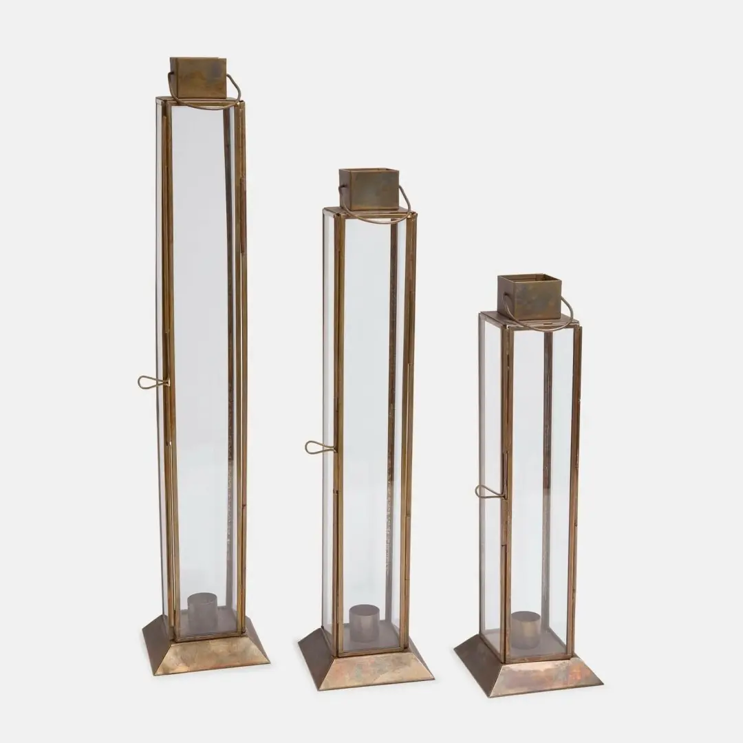 Loberon Coppermill Lantaarn Set van 3 - Antiekmessing - afbeelding 2 van 5
