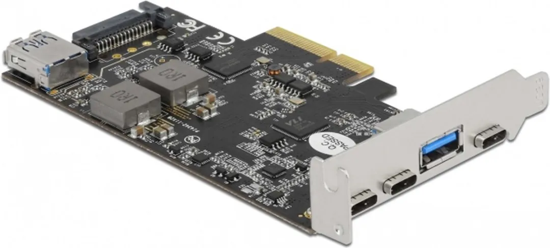 Delock 90060 PCIe Kaart 3x USB-C + 2x USB-A 10Gbps - Zwart