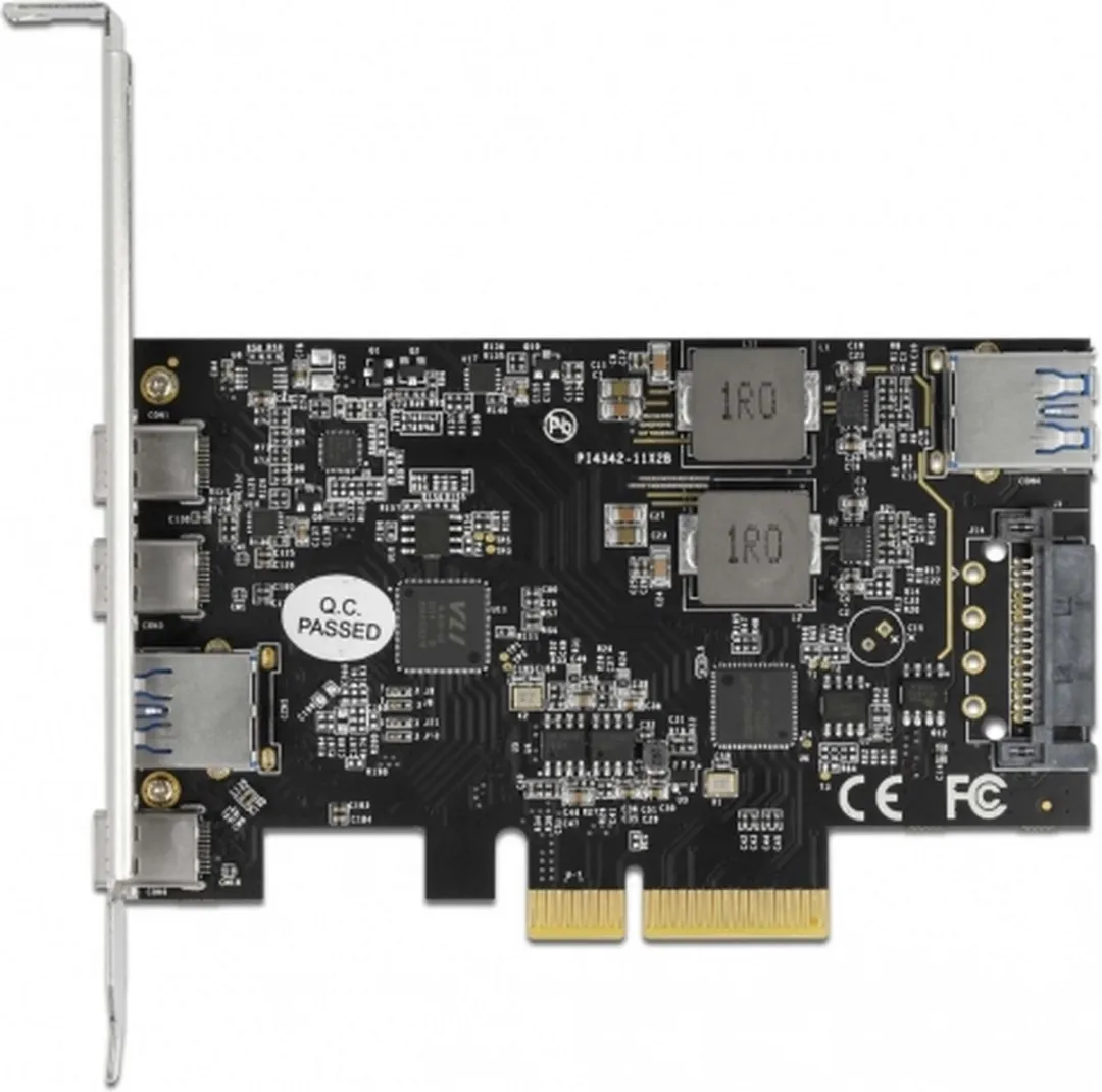 Delock 90060 PCIe Kaart 3x USB-C + 2x USB-A 10Gbps - Zwart
