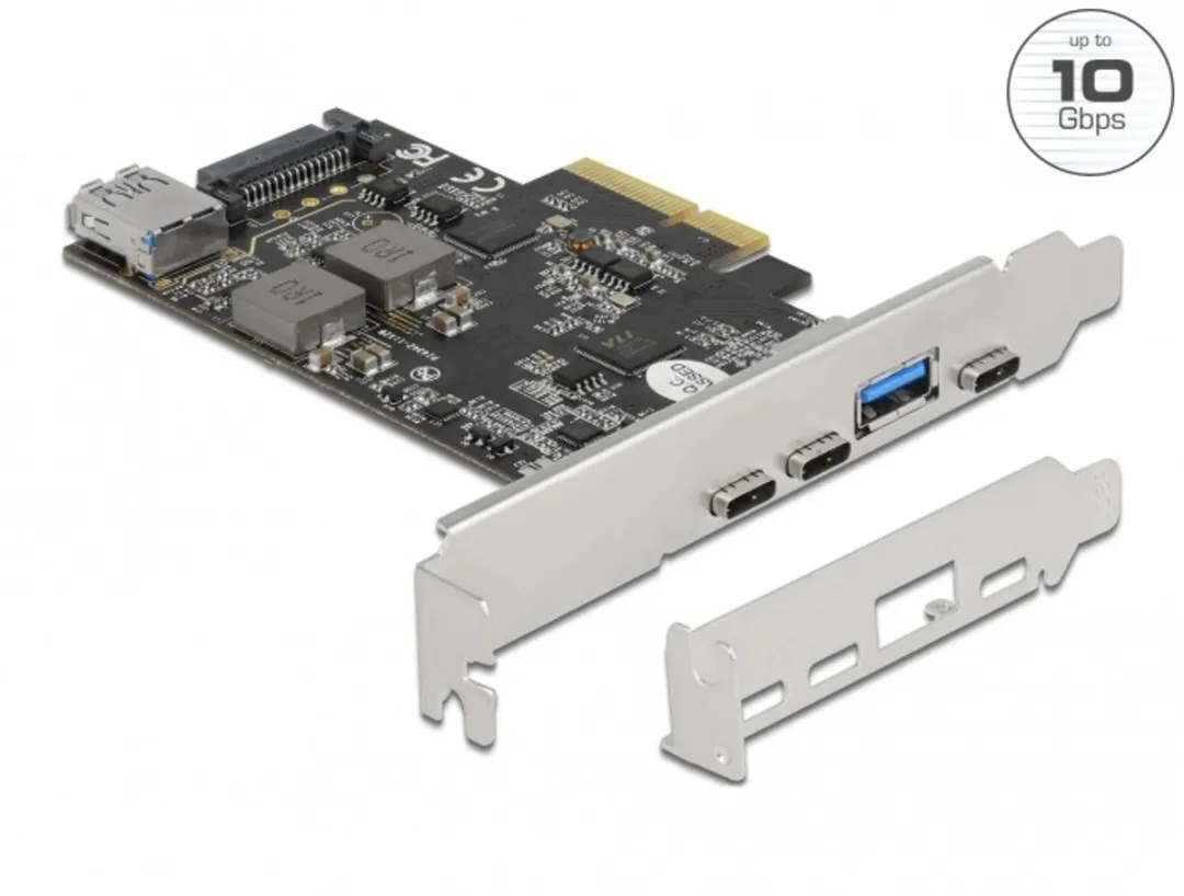Delock 90060 PCIe Kaart 3x USB-C + 2x USB-A 10Gbps