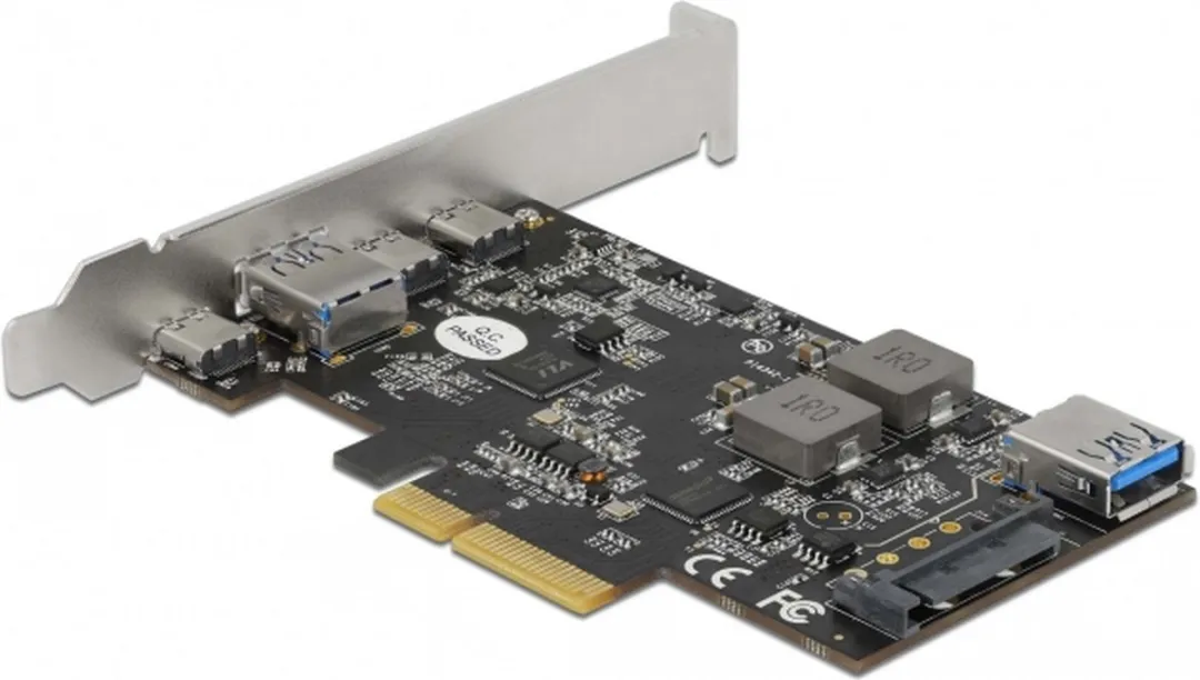 Delock 90060 PCIe Kaart 3x USB-C + 2x USB-A 10Gbps - Zwart