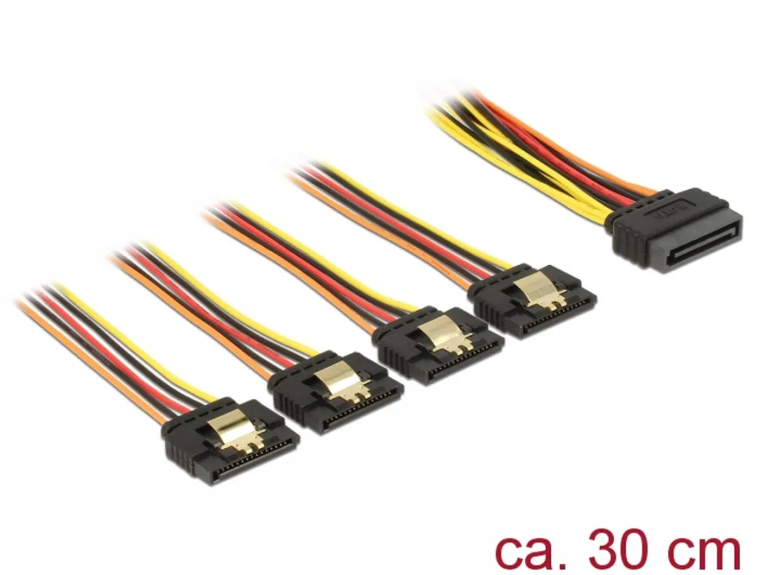 Delock 60157 SATA Voedingskabel 4x - 30cm - Meerkleurig - afbeelding 2 van 3