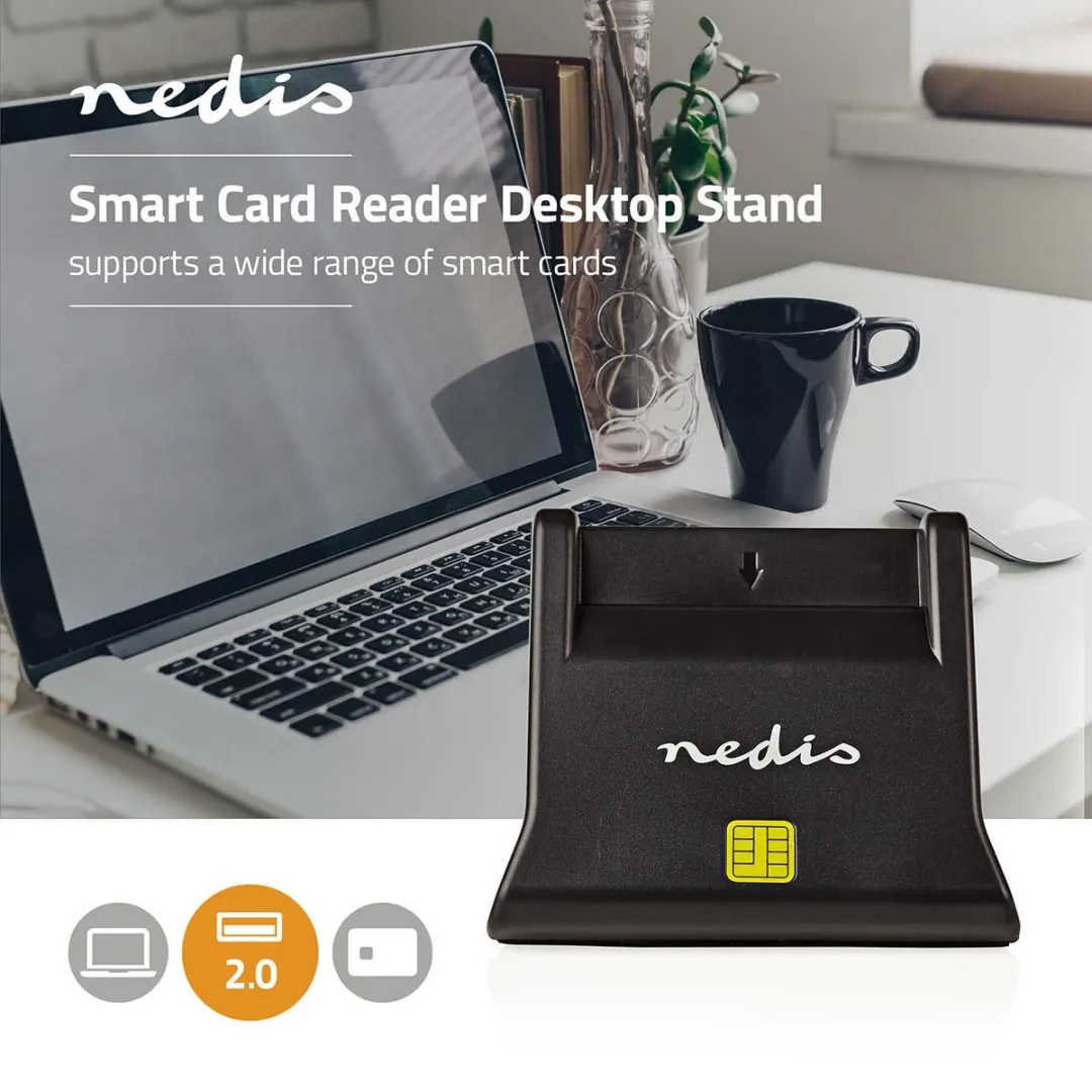 Nedis Smart Card Kaartlezer CRDRU2SM1BK - USB 2.0 - Zwart
