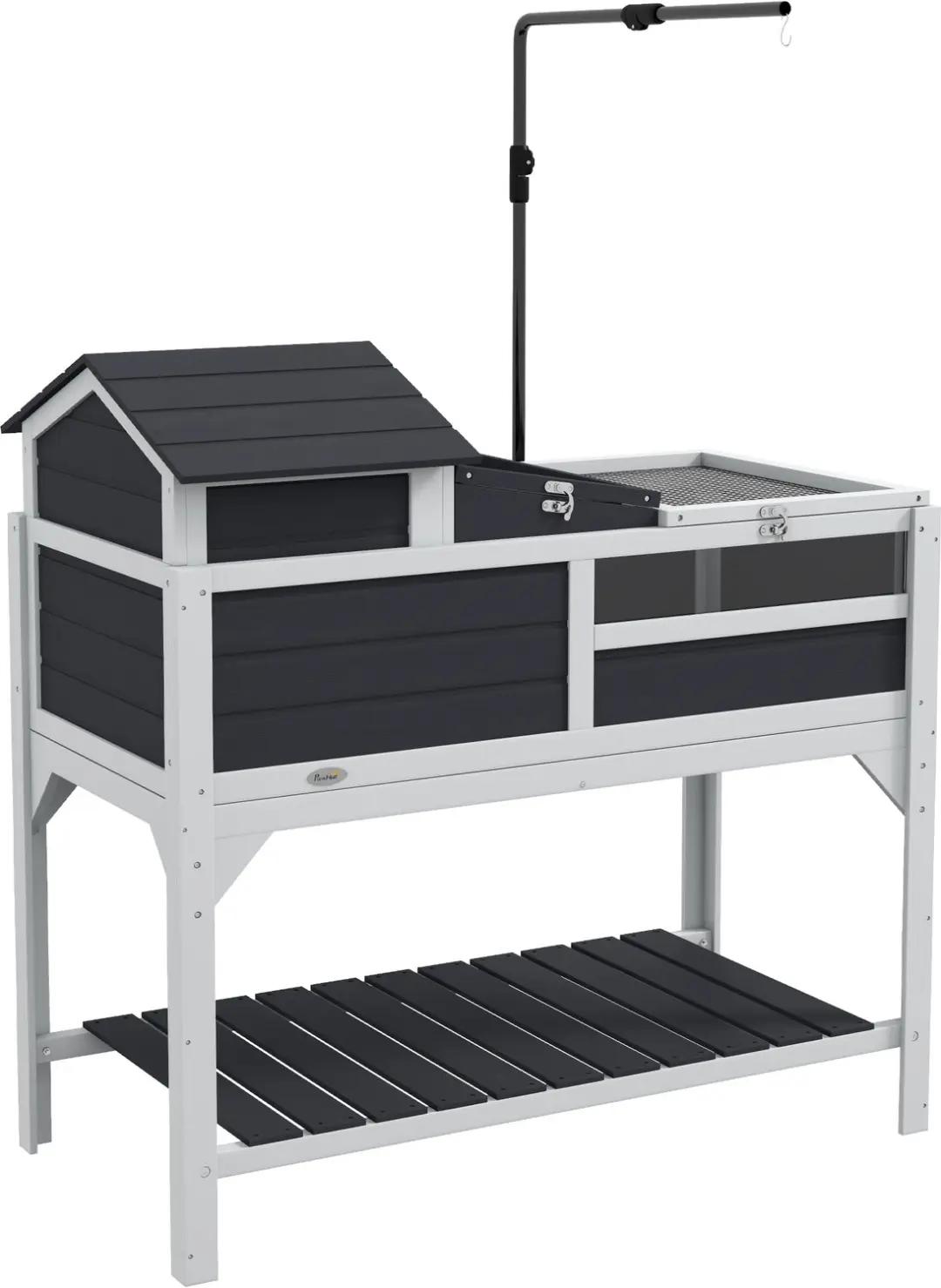 PawHut Tortoise House-Tannenholz, galvanisiertes Stahl-102 x 56 x 104 cm-Grau