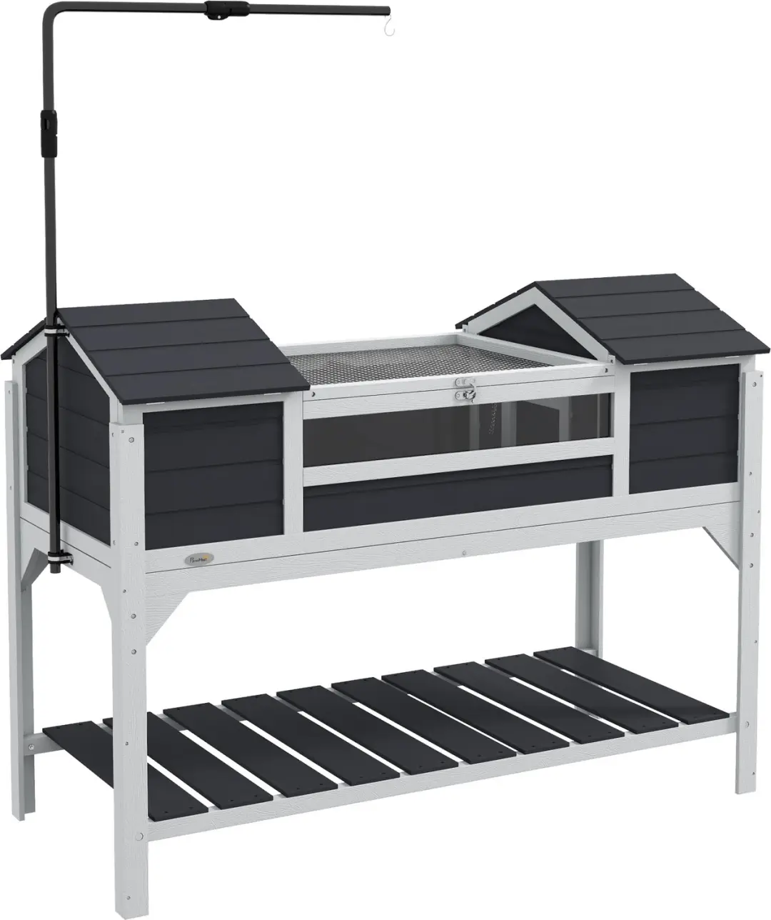 PawHut Tortoise House-Tannenholz, Stahl-122 x 56,5 x 93 cm-Grau