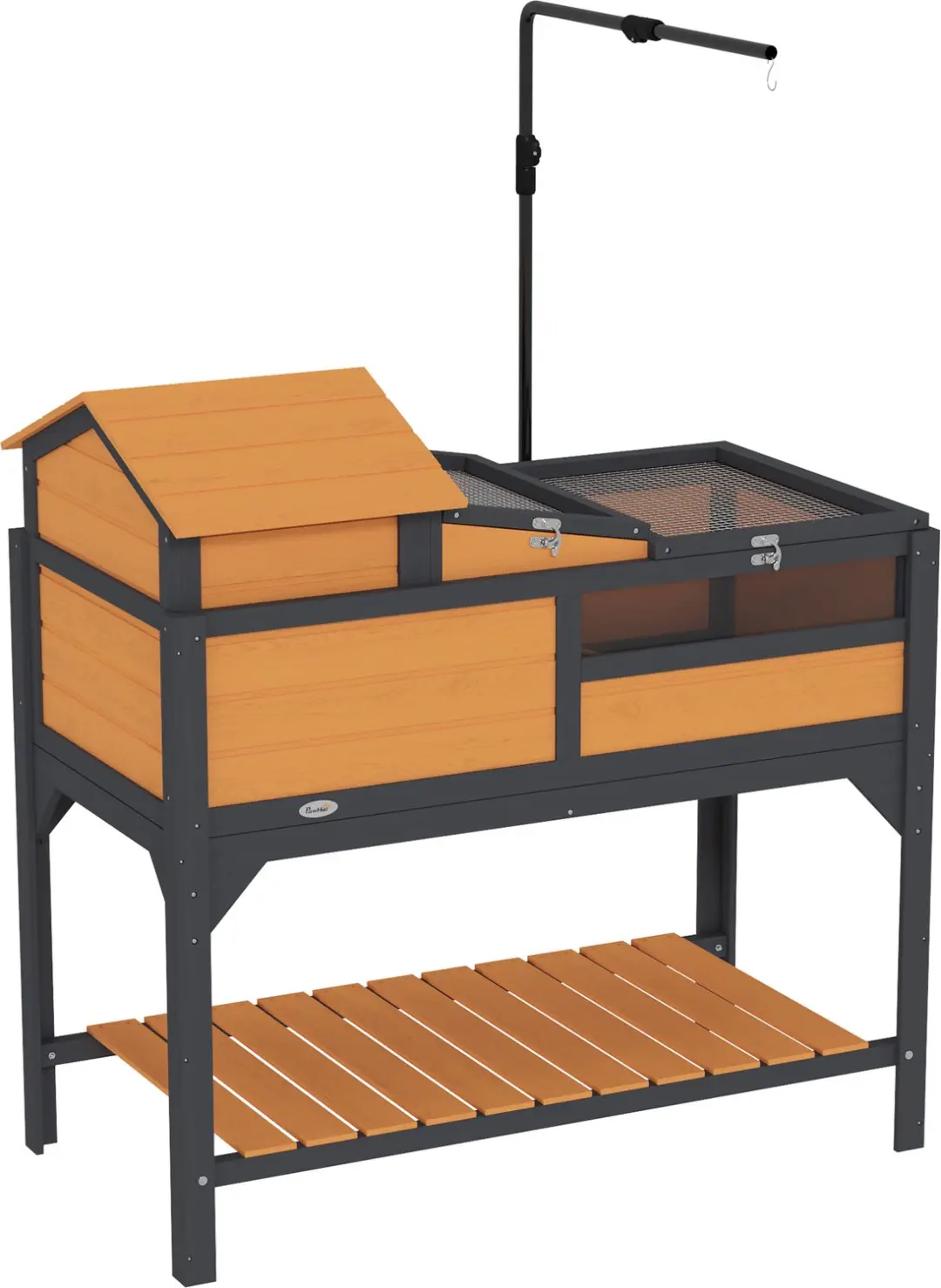 PawHut Tortoise House-Tannenholz, galvanisiertes Stahl-102 x 56 x 104 cm-Gelb