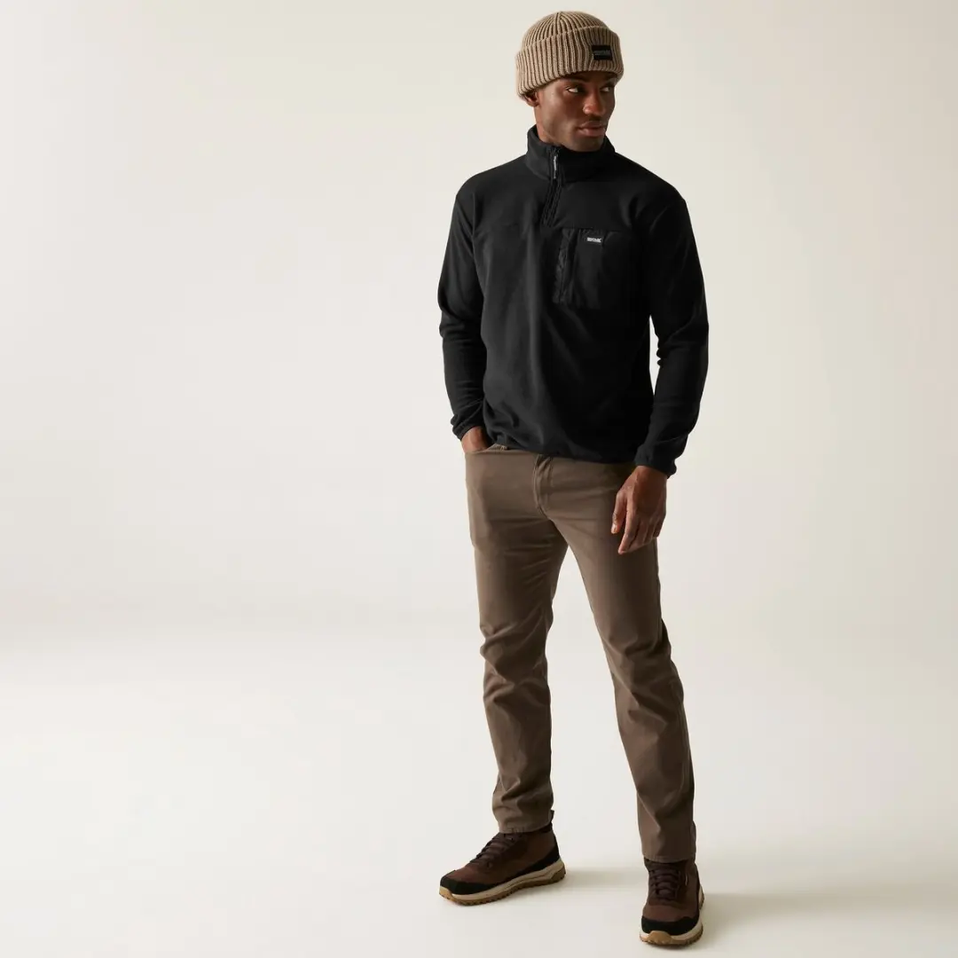 Regatta Frankie Heren Wandelfleece met Halve Rits - Zwart