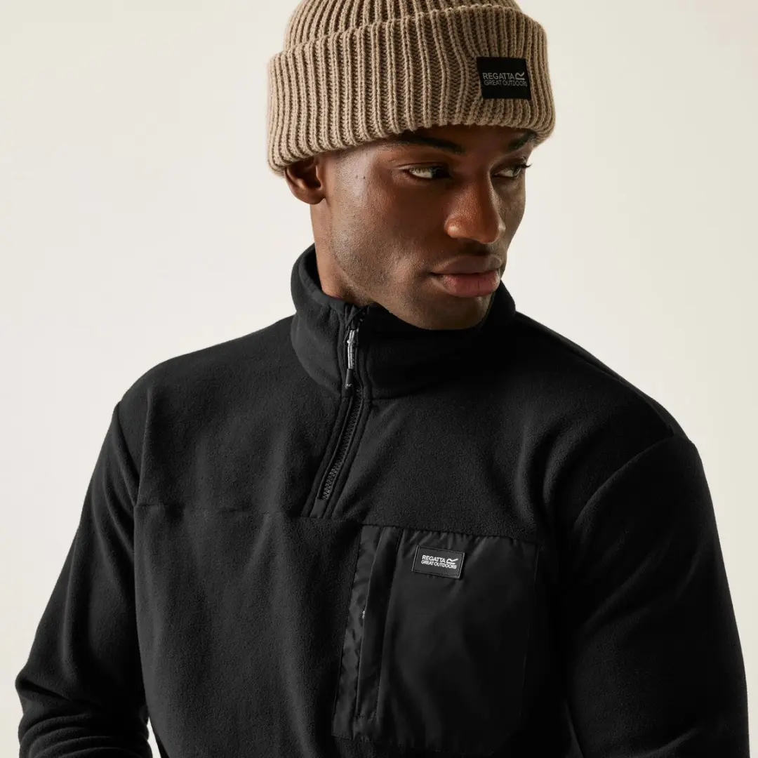 Regatta Frankie Heren Wandelfleece met Halve Rits - Zwart - afbeelding 5 van 6