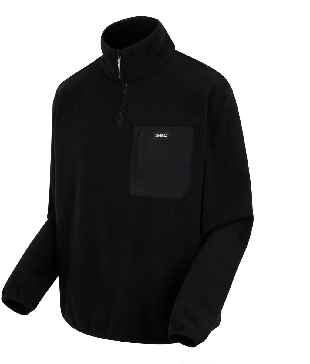 Regatta Frankie Heren Wandelfleece met Halve Rits - Zwart - afbeelding 3 van 6