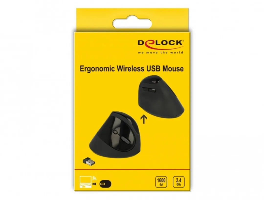 Delock 12599 Draadloze USB Muis - 800-1600 DPI - Zwart