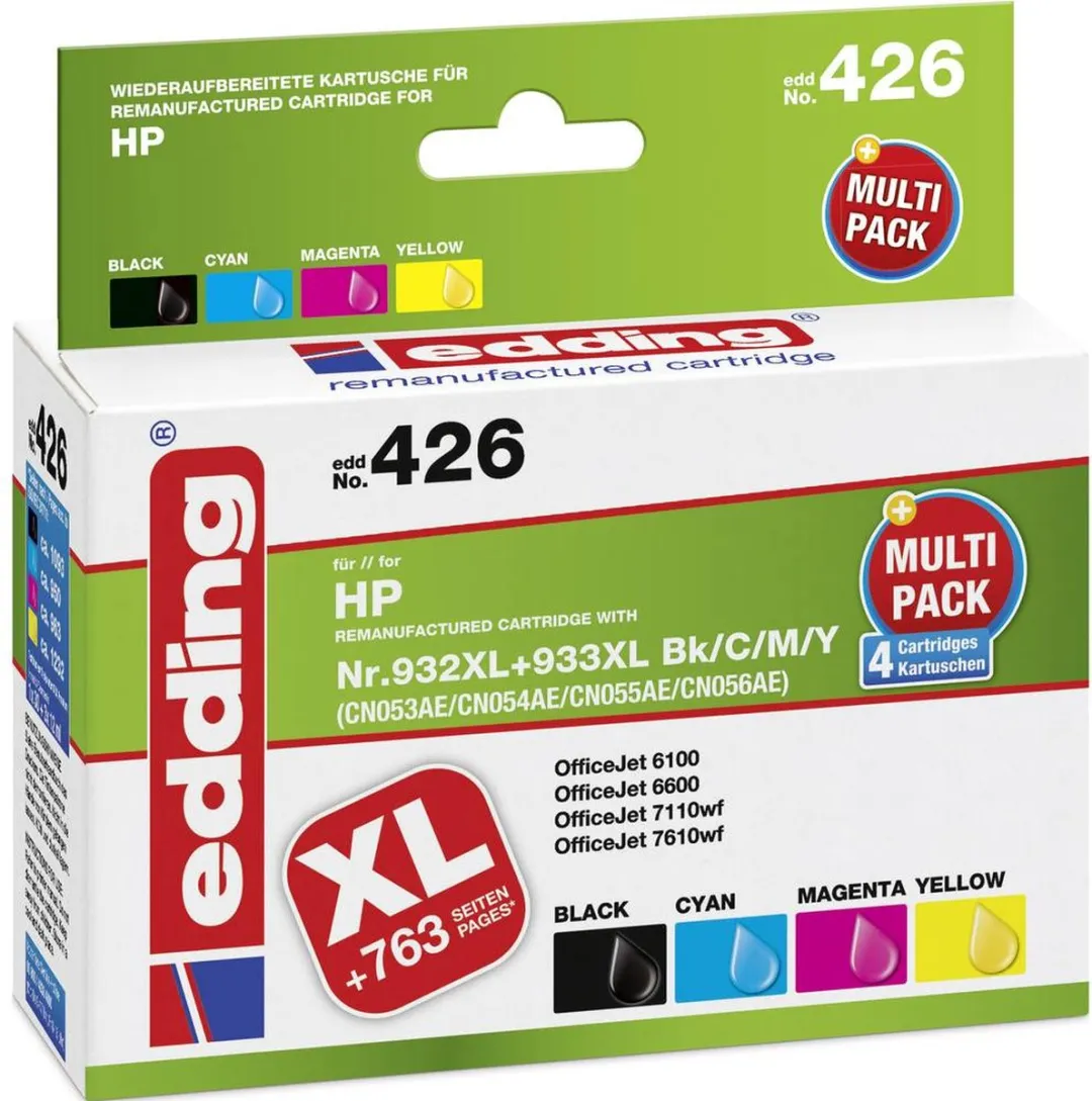 edding Inktcartridge 18-426 Compatibel HP 932XL/933XL - 4 Stuks - afbeelding 4 van 4