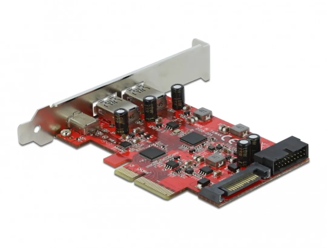 Delock PCIe x4 Kaart USB-C/USB-A 10Gbps - Rood