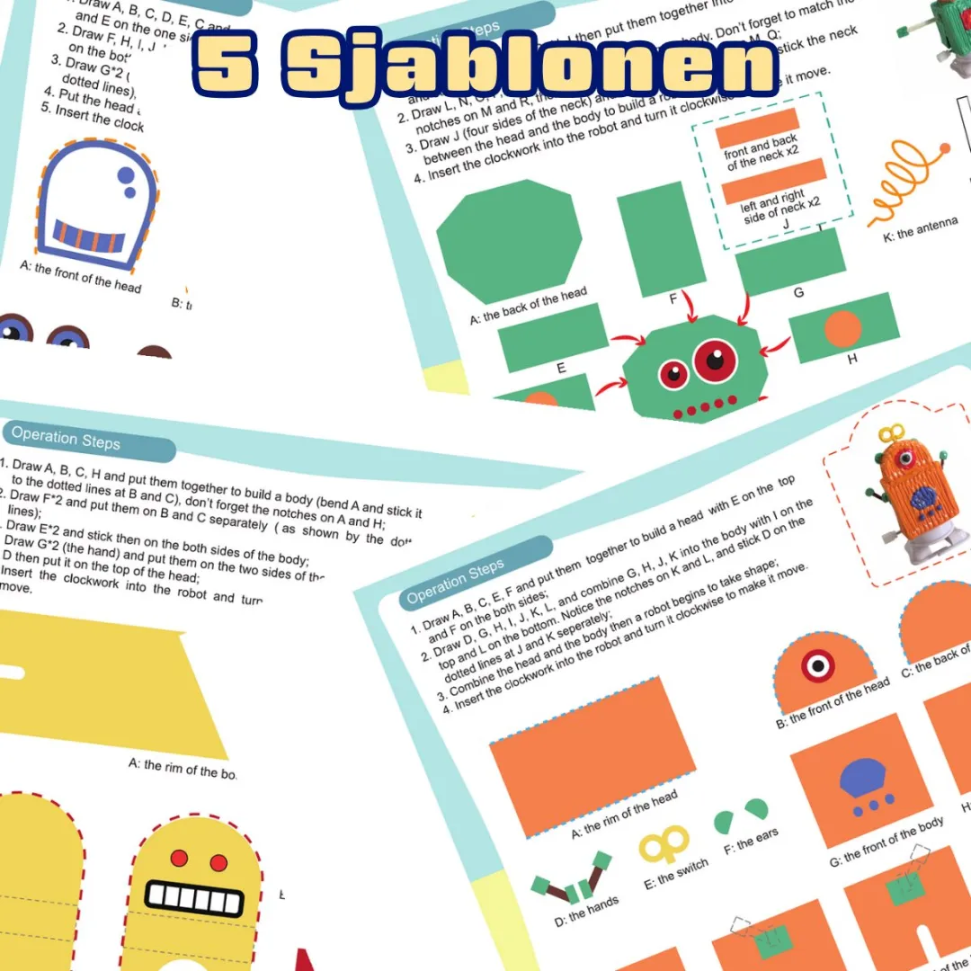 Fits4kids Robot Stencils 3D Pen - Bewegende Robot Sjablonen - 5 Stuks