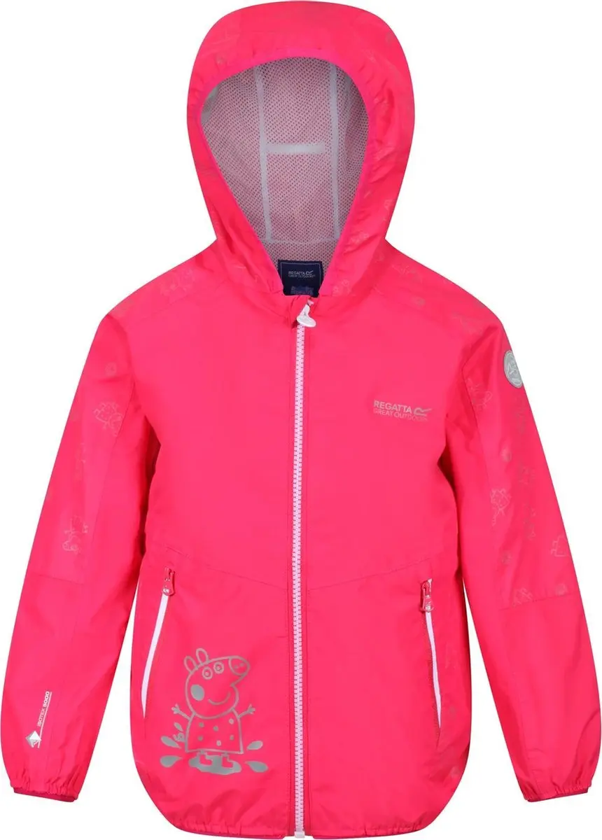 Regatta Peppa Pig ActIVeshell Gevoerde Waterdichte Jas Voor Kinderen Fel Roze
