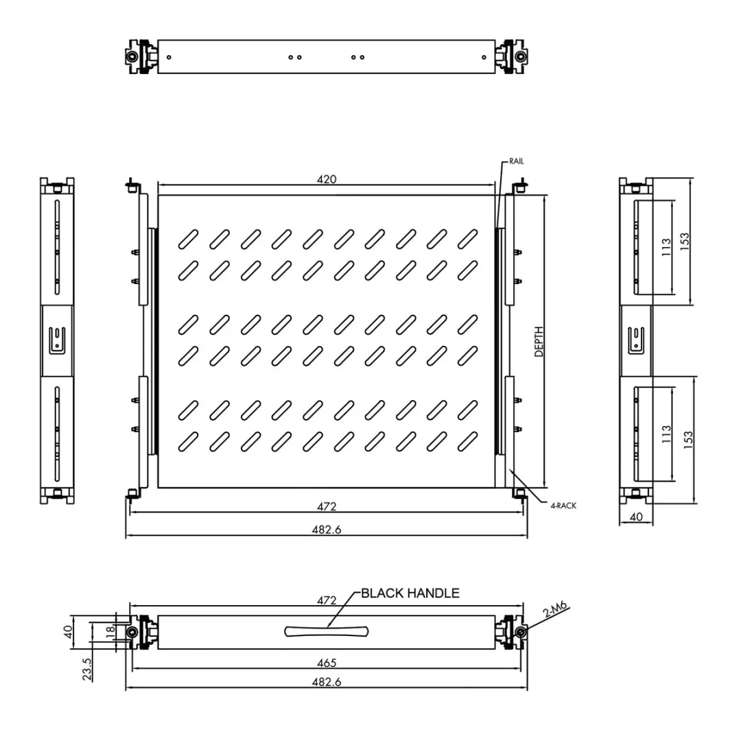 Value 19" Uittrekbare Plank - 420x568mm - 25kg - Zwart - afbeelding 3 van 6