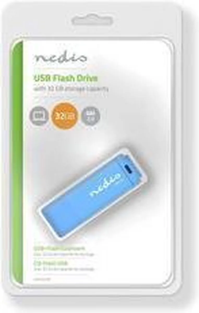 Nedis FDRIU232BU USB Flash Drive 32GB - Blauw