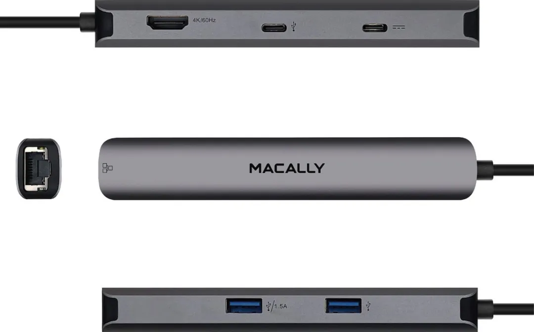 Macally UCDOCK6 USB-C Hub - 1x HDMI, 1x Ethernet, 2x USB-A, 2x USB-C - Spacegrijs