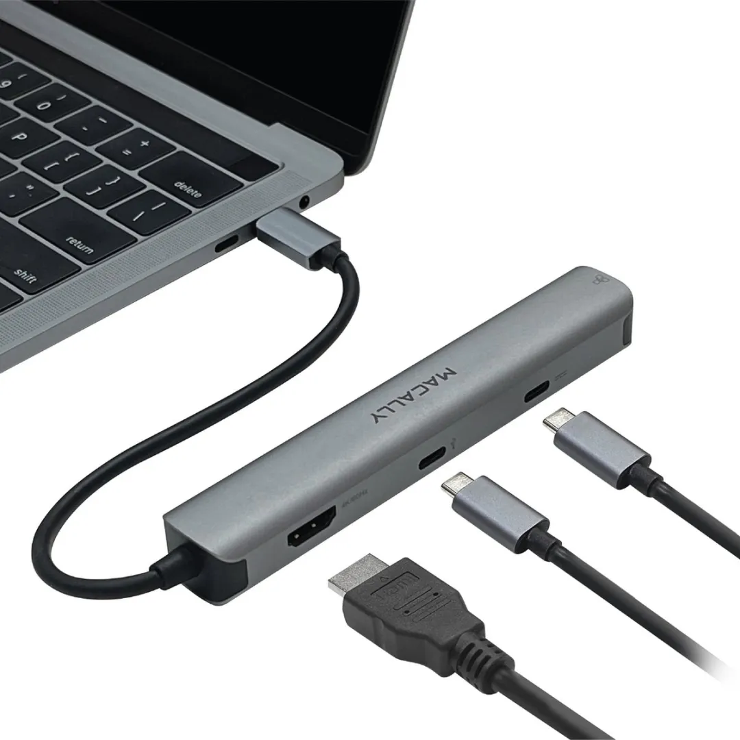 Macally UCDOCK6 USB-C Hub - 1x HDMI, 1x Ethernet, 2x USB-A, 2x USB-C - Spacegrijs