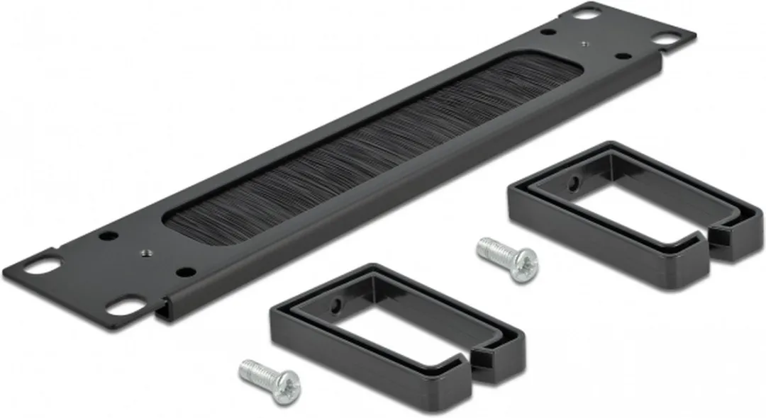 Delock 66485 Kabelbeheersborstelstrook 10" - 2 Haken - Zwart - afbeelding 2 van 4
