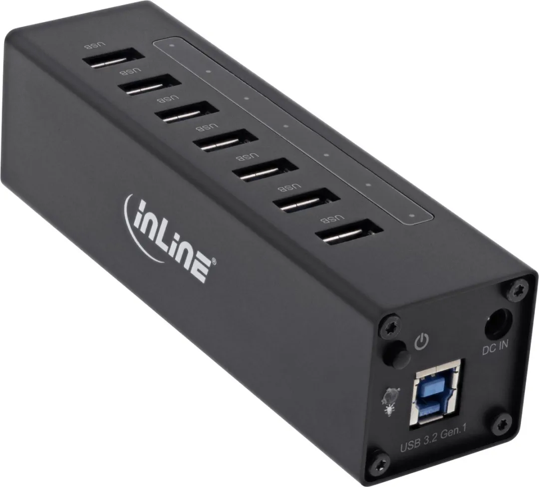 InLine USB Hub 7 Poorten 3.0 - 12V AC-adapter - 35395B Zwart - afbeelding 3 van 6