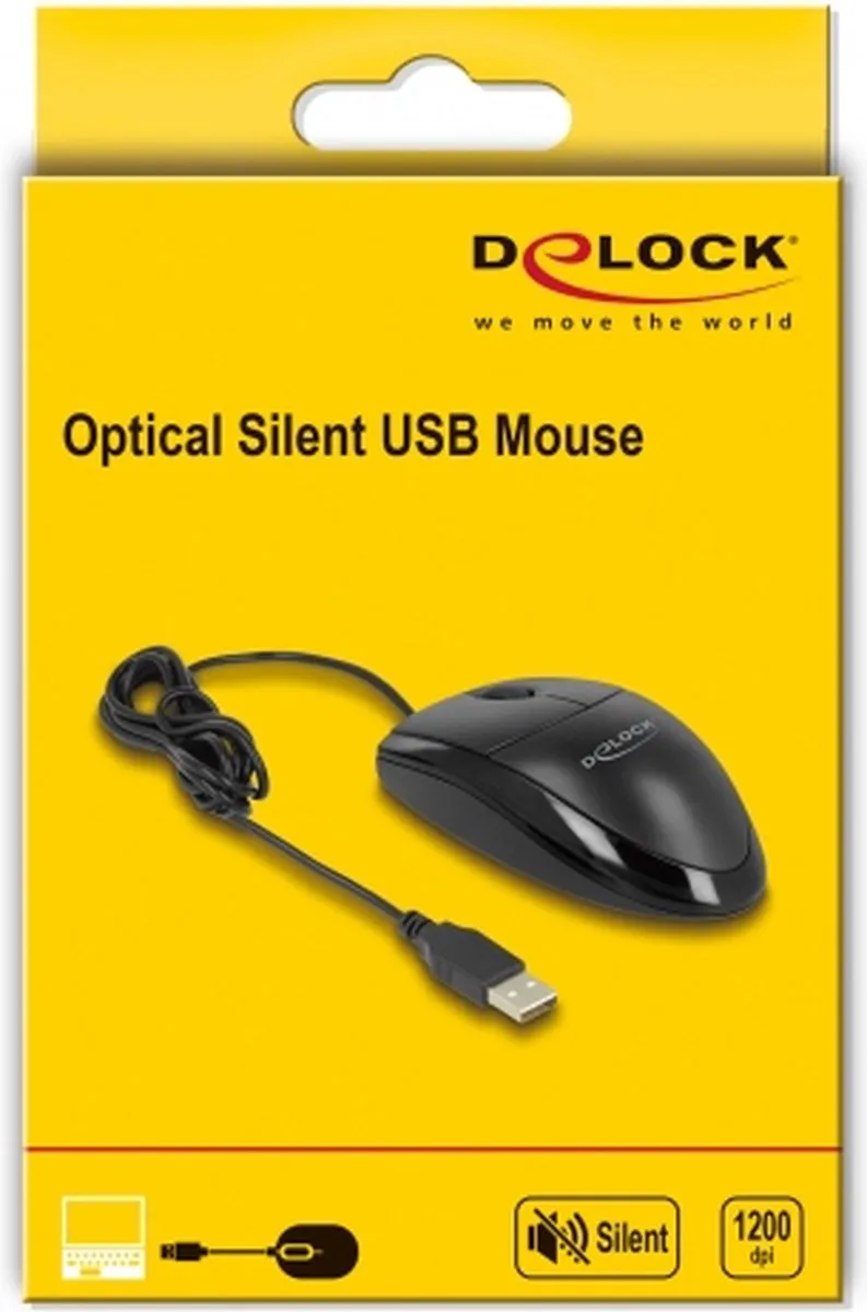 Delock 12106 Ambidextre Muis - USB Type-A - 1200 DPI - Zwart