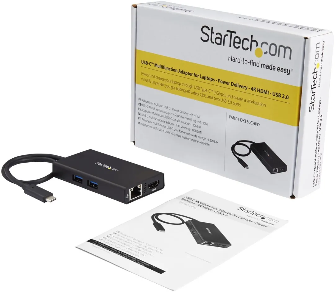 Startech DKT30CHPD USB-Hub - 1x HDMI - 2x USB-A - 60W - Zwart