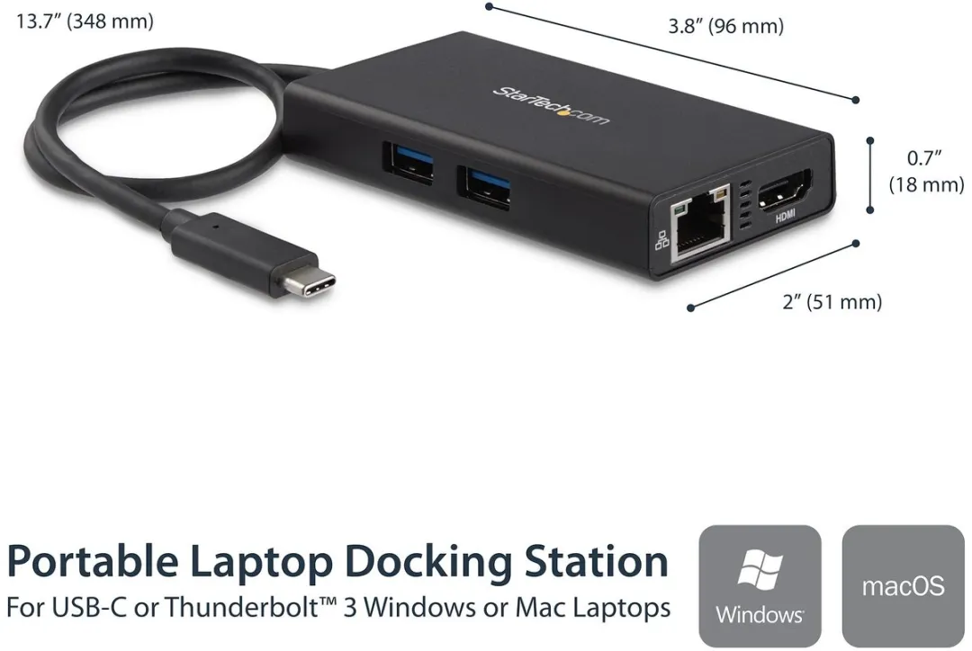 Startech DKT30CHPD USB-Hub - 1x HDMI - 2x USB-A - 60W - Zwart